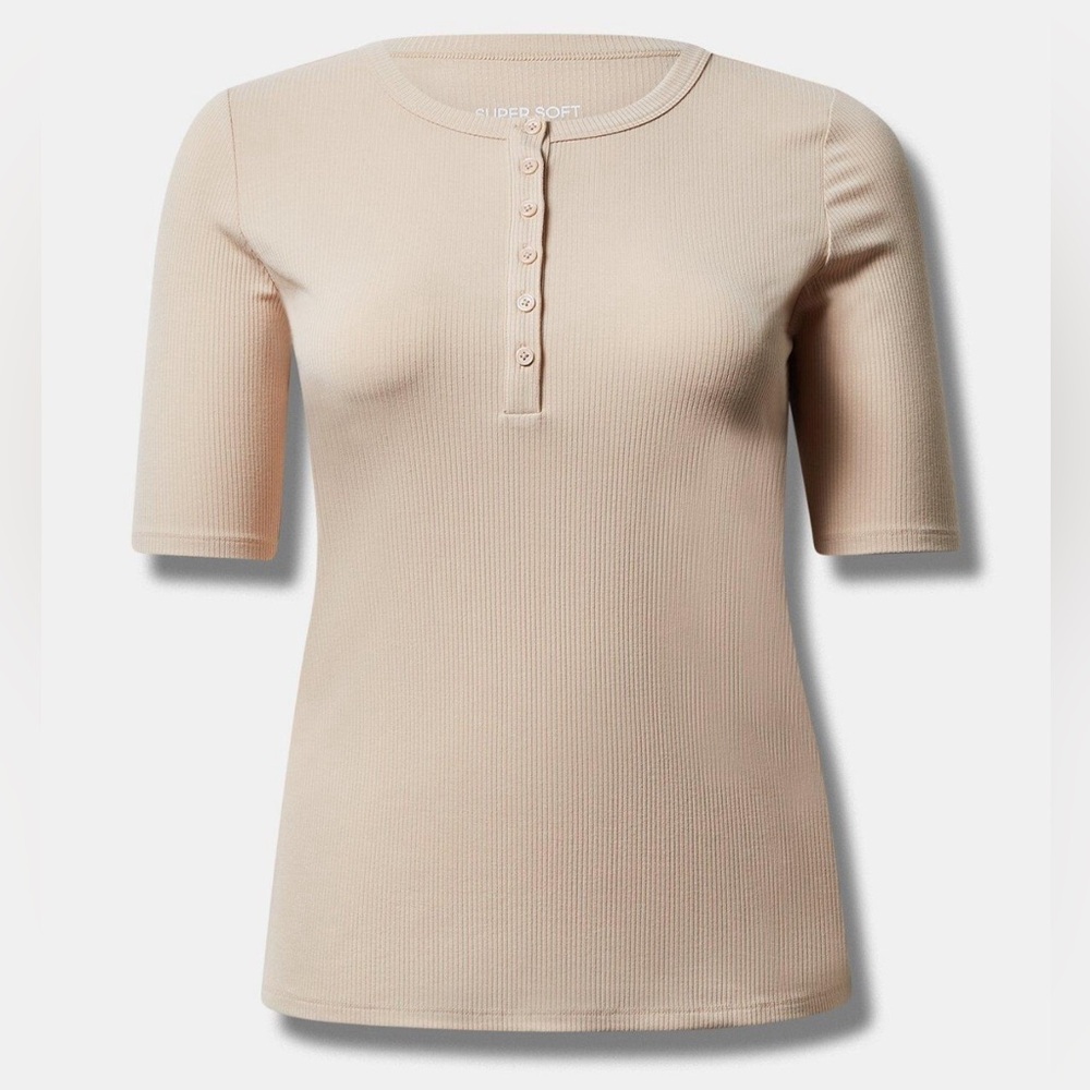 Torrid Beige Rib Henley
